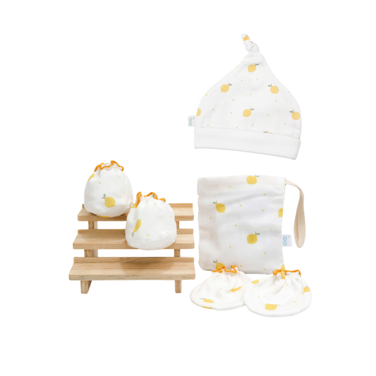Lemon Garden TENCEL Mitten and Socks Hat with New Born Hat (Limited Edition)