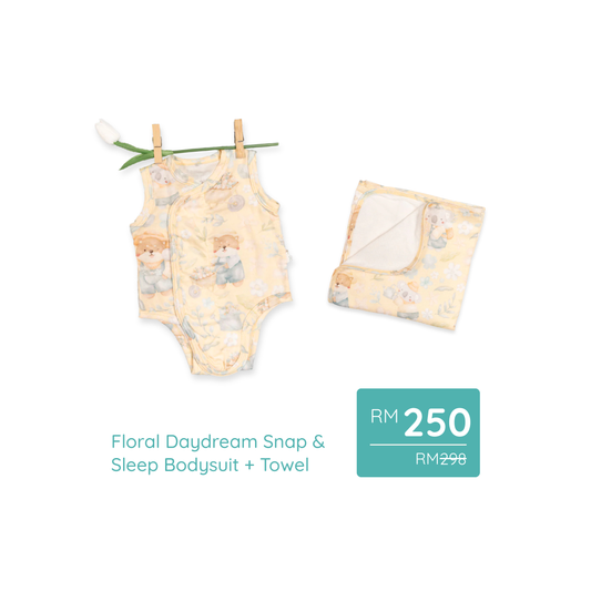 Floral Daydream Bundle 2 | Snap & Sleep Bodysuit + Towel