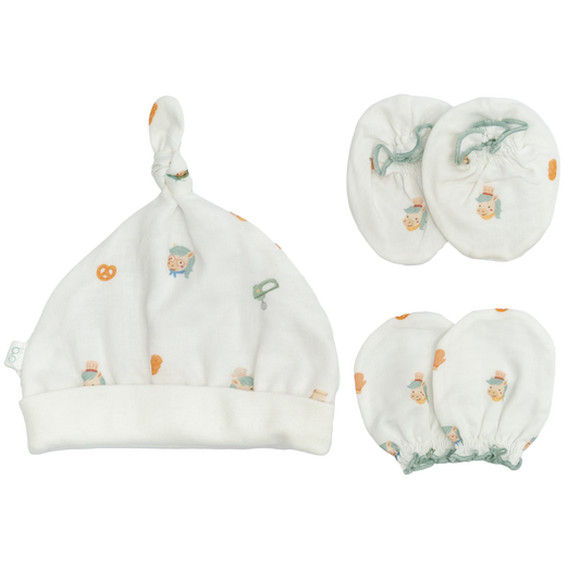 [NEW] Granny Ben Mittens and Socks with Newborn Hat Little Oven Collection [Freesize 1 Set]