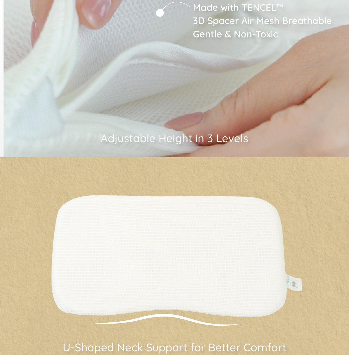 CloudSteps Pillow with Extra Fine Tencel Pillow Case