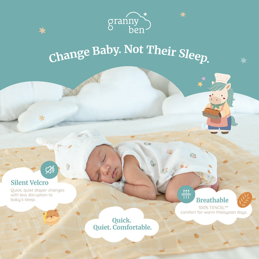 [NEW] Granny Ben TENCEL Snap and Sleep Bodysuit Little Oven Collection