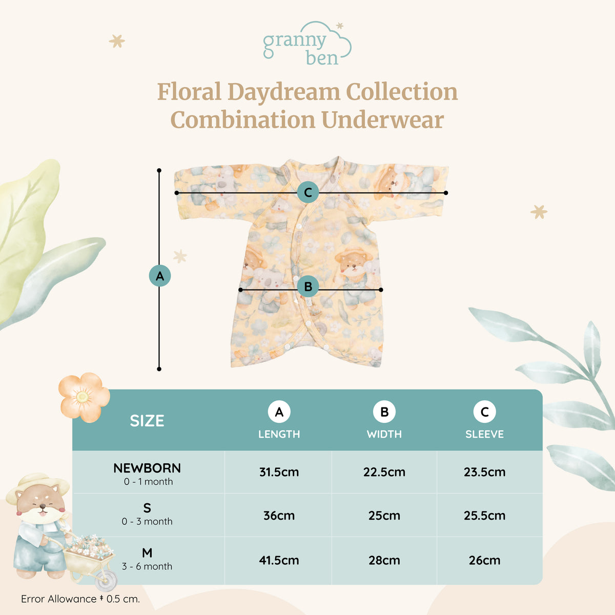 [NEW] Granny Ben Floral Daydream Collection Combination Underwear